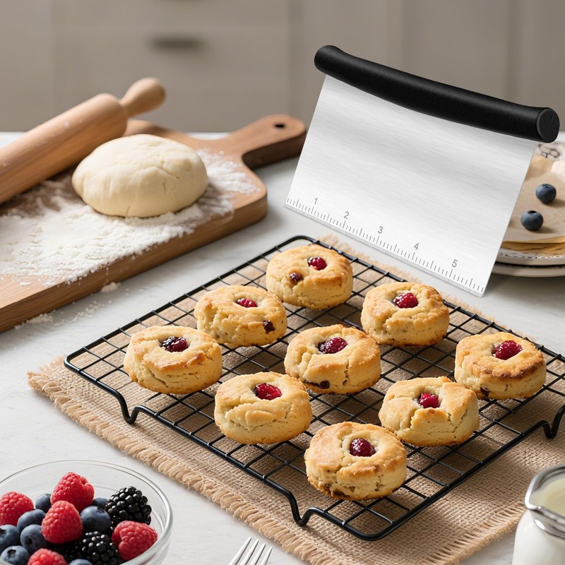 Premium Stainless Steel Dough Scraper & Bench Scraper - Multi-Purpose