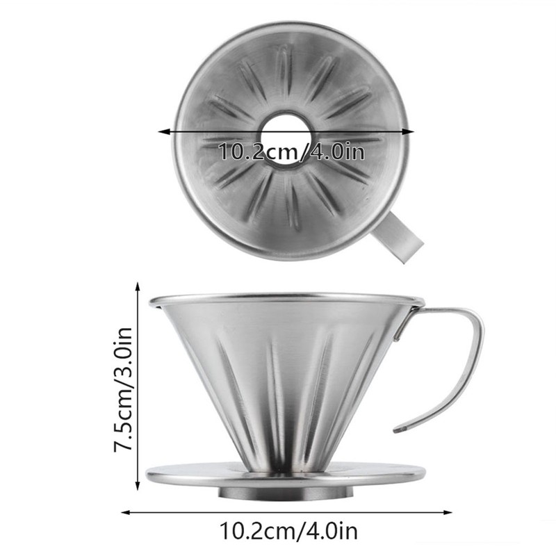 Stainless Steel Pour Over Coffee Dripper Cone Filter Cup Stand
