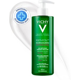 Vichy Normaderm Purifying Gel Cleanser – Salicylic Acid, Oil-Free, for Acne-Prone Skin.