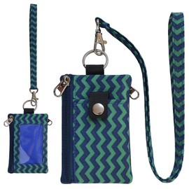 CHENSPRX Small Lanyard Wallet for Women with RFID Blocking,ID Holder,Keychain - Zip ID Card Case and Coin Purse for Travel and Daily Use (T002)