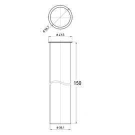 SANEI [Connected Straight Pipe Between Drain Plug and U Pipe] Single Brim Straight Pipe, Pipe Diameter 1.5 inches (38 mm) x Length 5.9 inches (150 mm) H70-64-38x150