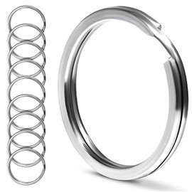 10 Pcs Round Key Rings 25 mm Stainless Steel Round Flat Key Chains Keyring Loop