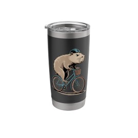 Capybara Cycling With Helmet On Bike Stainless Steel Insulated Tumbler