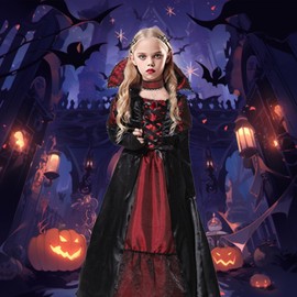 Moerstar Halloween Cosplay Girl Dress, Vampire Witch Dress, Children, Party, Event, Costume, Vampire Costume (M)
