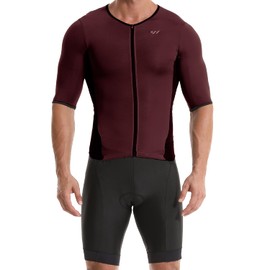 Wulibike Men's Trisuit Short Sleeve Triathlon Suit,Breathable and Quick Drying Mens Triathlon Tri Suit，Cycling Suit Mens Red M