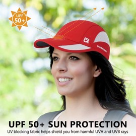GADIEMKENSD Quick Dry Sports Hat UPF50+ Lightweight Breathable Soft Outdoor Running Cap Women Baseball Caps (Red, L)