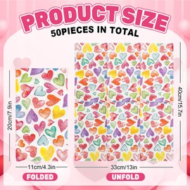JarThenaAMCS 50Pcs Valentine's Day Guest Napkins Colorful Love Heart Disposable Napkins Watercolor Dinner Hand Towel Paper Napkins For Bathroom Wedding Anniversary Party Table Supplies