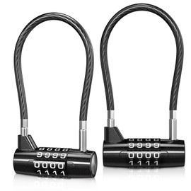 Brifit Long Shackle Padlock, 4 Digit Combination Padlocks with Code, Outdoor Safety Padlock, Waterproof Shed Padlocks, Long Locker for Gym Locker, Suitcase Bag, Bike,Small Sheds, Pet Door(2 Pack)