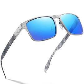 DUCO 8208 Men's Sunglasses, Polarized Sunglasses, Premium Carbon Fiber Material, For Driving, Fishing, Sunglasses, UV Protection, Wellington, Stylish, silver-blue