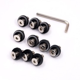 10PCS MudguardBumper Washer Bolt Black,Universal CNC Aluminum Engine Bay Dress Up Kit M6 Gasket Bolt License Plate Frame Decoration Screw