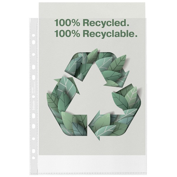 Esselte Recycle A4 Pockets, Embossed Strong PP, 70 Micron, Plastic