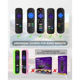 4 Pack OneBom Remote Cover for Roku, The Remote Case Compatible with Roku Voice Remote Official, Silicone Universal Protective Controller Sleeve for Roku TV Remote Glow in The Dark with Lanyards
