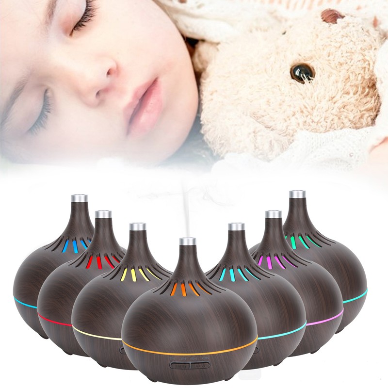 Wood Grain Home Humidifier Ultrasonic Aroma Diffuser with LED Light