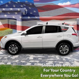 BOGAR TECH DESIGNS Precut Quarter Window American Flag Vinyl Decal Sticker Compatible with Toyota Rav4 2013-2018, Thin Red Line