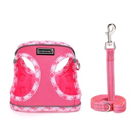 DORAMIO Step-in Dog Harness and Leash Set, No-Chock Soft Mesh Reflective Breathable Easy Walk Lightweight Vest Harnesses with Safety Buckle for Small Medium Dogs, Cats, Puppies (M, Fuchsia)