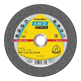 Klingspor 241472 A 46 TZ INOX SPECIAL Cutting Disc INOX, Special, Packaging Unit 25, 150 x 1.6 x 22.23, H, 25, Pack of 25, 150 x 1.6 x 22.23 mm Straight
