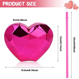 6 Pcs Valentine's Day Disco Tumbler Cups Heart Shaped Cup with Lid and Straw 21 Oz Valentine's Day Plastic Cup Creative Drinking Cocktail Cup Plastic Tumblers for Birthday Bachelorette Party Supplies