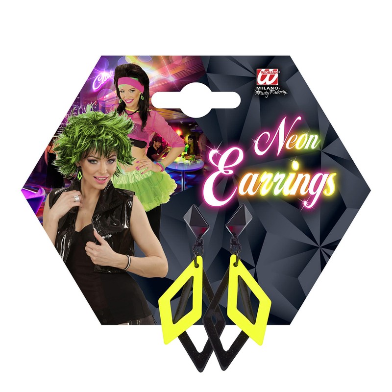 Widmann 03542 rhombus earrings, one size, neon colour