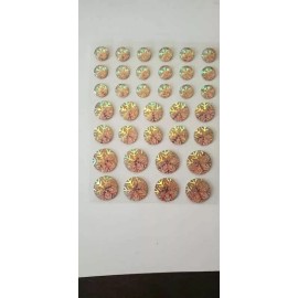 Unbranded CraftbuddyUS 36pcs Self Adhesive Pink Round Resin Gems with Snowflake Design