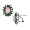 Emerald, Ruby and Created Opal Earrings 2.45 Carats (ctw) in