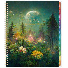 2026 Appointment Book/Planner - Appointment Book 2026, Jan.2026 - Dec.2026, 9" x 11", Daily/Hourly Planner 2026 with 30-Minute Increments, Twin-Wire Binding + Colorful Tabs + Back Pocket, Dreaming Moon