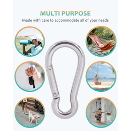 SEPWIK Carabiner Clips, 316 Stainless Steel Carabiner Clip, Heavy Duty Carabiner Hooks, Keychain Carabiners, Multi-Purpose Spring Snap Hook for Dog Leash, Outdoor Camping, Swing, Hammock