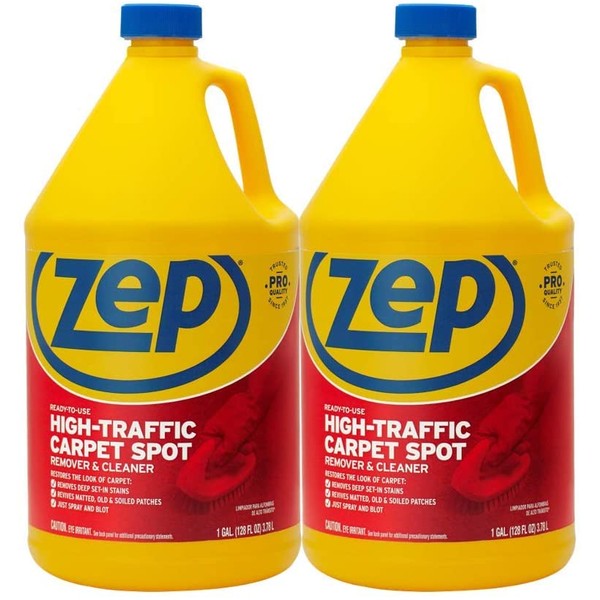 Zep High Traffic Carpet Cleaner 1 Gallon ZUHTC128 (Pack of 2) Professional Formula Removes Deep Stains