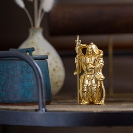Bishamonten (gold plated/24k gold) Buddha Shuun Makita Sculptor: Buddha Statue Figurine Takaoka Copperware (Bishamonten 7 fg)
