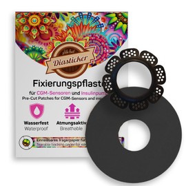 Diasticker® Freestyle Libre 2 - Sensor Enclosure "LibreProtect" (Black) Includes 10 Plasters (Black) Flexible - Maximum Hold - Waterproof | Simplifies Plaster Changing, Tape Fixation