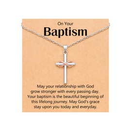 UPROMI Baptism Gifts for Girl Women, Baptism Decorations Card Favors for Girls, Christening Religious Catholic Necklace