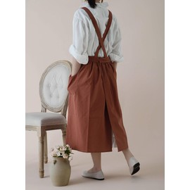 VLZUFE Women Cotton Linen Cross Back Apron with Pockets for Gardening Works Pinafore Dress