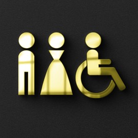 Symbol Men Women Disabled Toilet Bathroom Toilet Mini Sign Sign Sticker Signs Gold Shiny