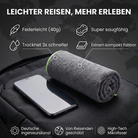 LightDry® Original Microfibre Sports Towel, Backpack, Travel Towel, Sports & Fitness Bath Towel, Absorbent, Lightweight, Antibacterial and Extremely Quick-Drying