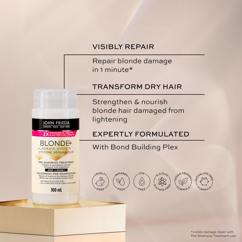 John Frieda Blonde+ Repair System, Pre-Shampoo Treatment | STEP 1 |