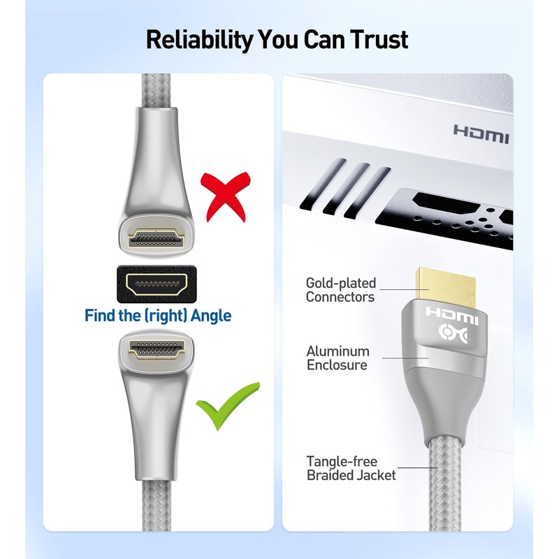 Cable Matters 48Gbps Ultra HD 8K Right Angle HDMI Cable