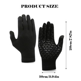 EUPSIIU 2 pairs Thermal Gloves for Men and Women Winter Touch Screen Gloves Running Gloves,Windproof Water-Resistant Thermal Non-slip MTB Gloves,for Cycling Biking Sporting Driving (Black)