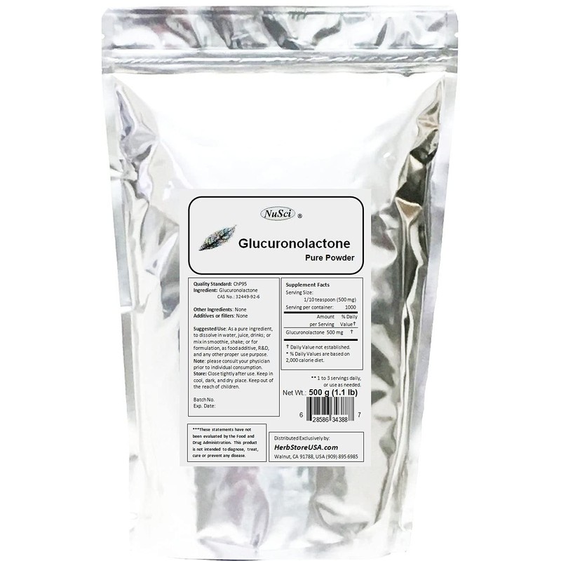 NuSci Pure Glucuronolactone Powder Alertness and Energy (250 Grams (8.8