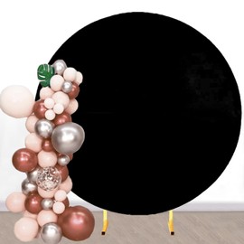 6.6 FT Round Backdrop Cover Black Spandex Round Arch Cover Fitted Stretch Wedding Arch Backdrop Cover for Baby Shower Bridal Shower Birthday Party Gender Reveal Backdrop Decoration