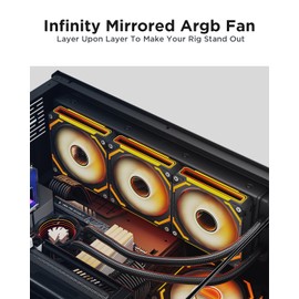 AsiaHorse COSMIQ-RE-Black 120mm Case Fan, Infinity Mirror FDB Reverse Fan with 5V 3-PIN Connector and Small Controller, Daisy Chain PWM PC RGB Fans for Cases CPU Liquid Coolers, 3Pack