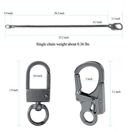 Ahiller Biker Wallet Chain, Heavy Duty Pocket Chain with Lockable Carabiner, Men Chains for Keys, Jeans, Pants, Purse and Handbag (P-Black-1PCS)