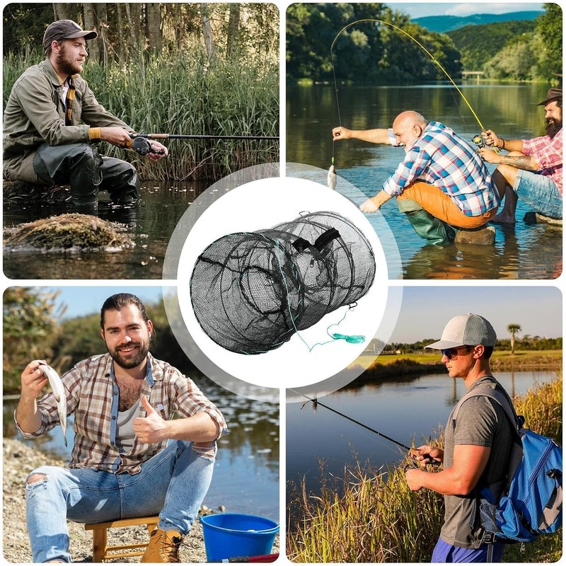 Trampa para Peces y Cangrejos Plegable con Cebo y Hundimiento