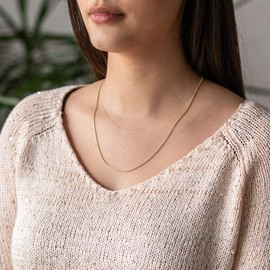 Materia K100 Venetian Chain Gold, Women's Necklace 925 Silver Gold-Plated, Gold Chain 1.2 mm for Women, Girls in Box, Gold-Plated Silver, gold