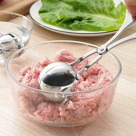 Stainless Steel Meatball Maker Tool – Non-Stick Scissor Scoop for Perfect Round Meatballs, Rice Balls, Cookie Dough, Sorbet & Kitchen Food Prep