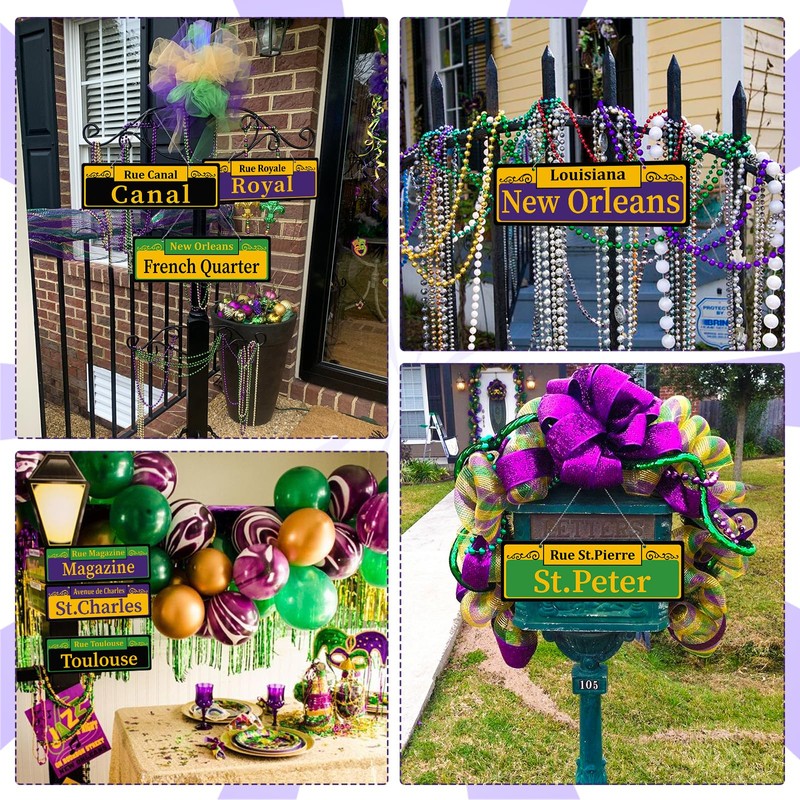 Mardi Gras Street Signs Decorations Both Sided Printed PVC New