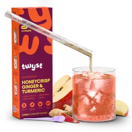 Twyst Wellness Powder Blend | Honeycrisp Apple Ginger Turmeric | Biodegradable Straws | Vegan, Plant-Based, GF | Low Cal, No Added Sugar, Vitamins, Biotin, Adaptogens, Electrolytes | 6 Count Box