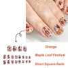 24 Pcs Fall Press on Nails Short Square Fake Nails