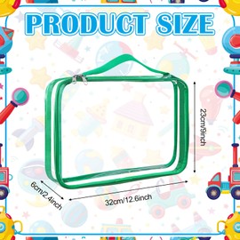 Kklolai 6 Colors Clear Toy Storage Bags PVC Organizing Bags with Zipper Reusable Waterproof Toy Bags with Handle, 12.6x9 inch Plastic Storage Bag for Board Games, Building Blocks, Puzzles