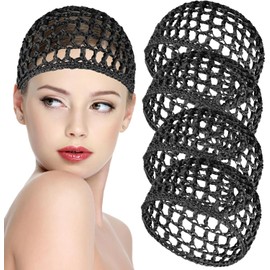 THJOPOKEEL 4 Redes de Malla para Cabello, Gorros de Dormir para Mujer, Accesorios para Cabello Nocturnos, Protección Capilar Suave (Negro)