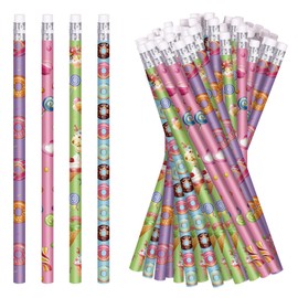 emzrivo Donut Themed Pencils Valentines Days Pencils Wood Pencils with Various Donut Element Birthday Pencils Fun Assorted Colorful Pencils Fun School Pencils for Teacher Classroom (48)