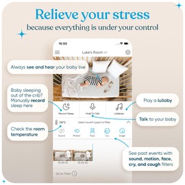 invidyo WiFi Baby Monitor with Camera and Audio: Sleep Tracking, Cry Alerts, Cough Detection | Wireless Pan & Tilt Smart Phone App 1080P Full HD Video